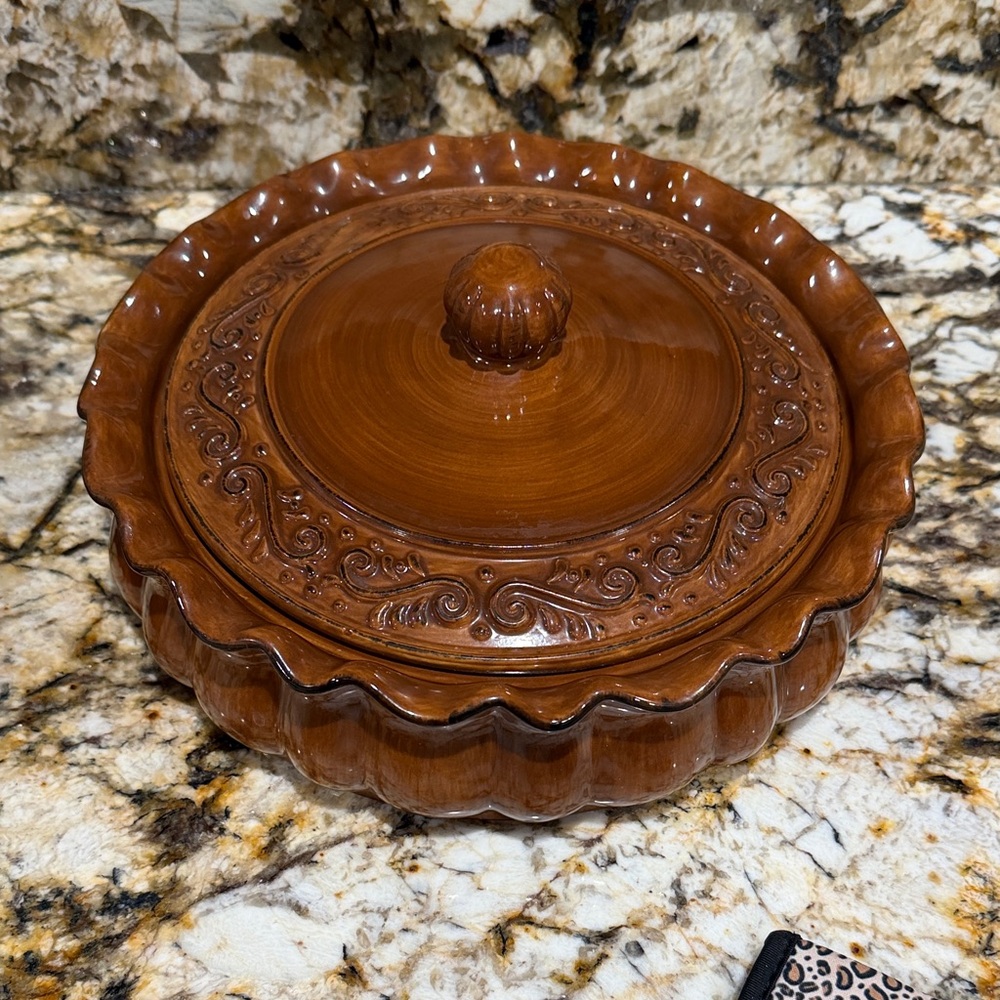 Celebrating Home vintage stoneware Covered Dish